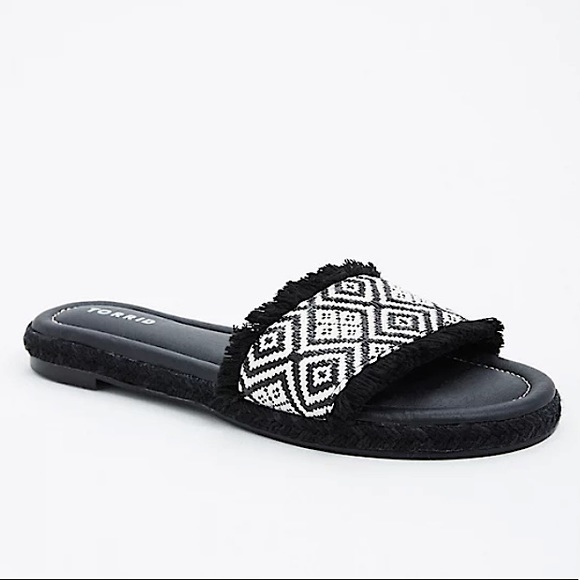 Torrid Geo Print Fringe Slide Sandal - Picture 1 of 5